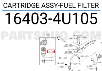 Nissan 164034U105 CARTRIDGE ASSY-FUEL FILTER