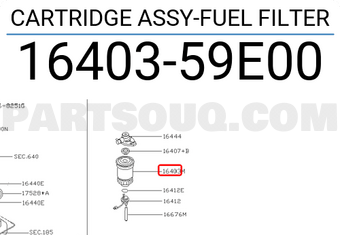 Nissan 1640359E00 CARTRIDGE ASSY-FUEL FILTER