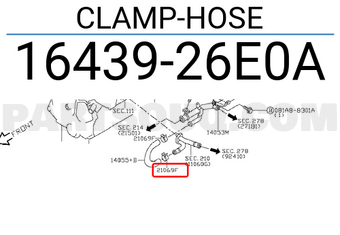 Nissan 1643926E0A CLAMP-HOSE