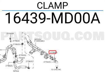 Nissan 16439MD00A CLAMP