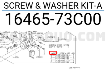 Nissan 1646573C00 SCREW & WASHER KIT-A