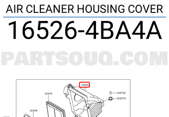 Nissan 165264BA4A AIR CLEANER HOUSING COVER