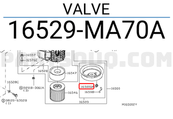 Nissan 16529MA70A VALVE