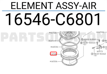 Nissan 16546C6801 ELEMENT ASSY-AIR
