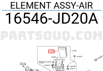Nissan 16546JD20A ELEMENT ASSY-AIR