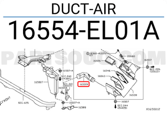Nissan 16554EL01A DUCT-AIR