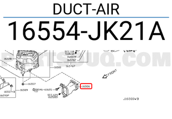 Nissan 16554JK21A DUCT-AIR
