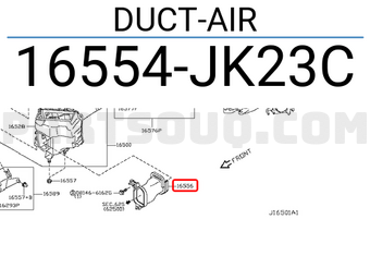Nissan 16554JK23C DUCT-AIR