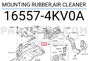 Nissan 165574KV0A MOUNTING RUBBER,AIR CLEANER