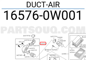 Nissan 165760W001 DUCT-AIR