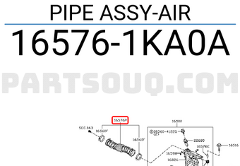Nissan 165761KA0A PIPE ASSY-AIR