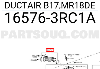 Nissan 165763RC1A DUCTAIR B17,MR18DE
