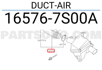 Nissan 165767S00A DUCT-AIR