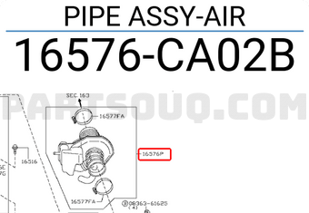 Nissan 16576CA02B PIPE ASSY-AIR