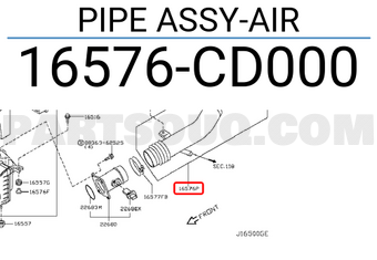 Nissan 16576CD000 PIPE ASSY-AIR