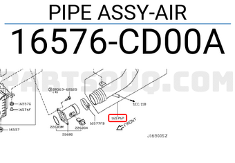 Nissan 16576CD00A PIPE ASSY-AIR