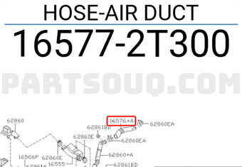 Nissan 165772T300 HOSE-AIR DUCT