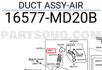 Nissan 16577MD20B DUCT ASSY-AIR