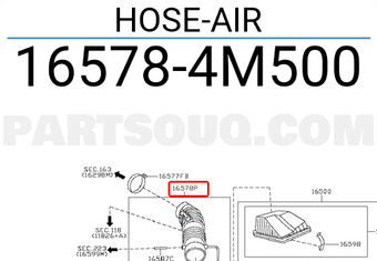 Nissan 165784M500 HOSE-AIR