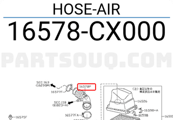 Nissan 16578CX000 HOSE-AIR