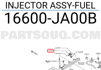 Nissan 16600JA00B INJECTOR ASSY-FUEL