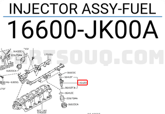 Nissan 16600JK00A INJECTOR ASSY-FUEL