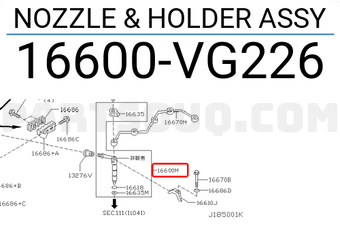 Nissan 16600VG226 NOZZLE & HOLDER ASSY