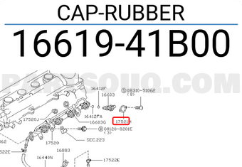 Nissan 1661941B00 CAP-RUBBER