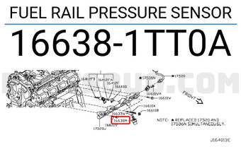 Nissan 166381TT0A FUEL RAIL PRESSURE SENSOR