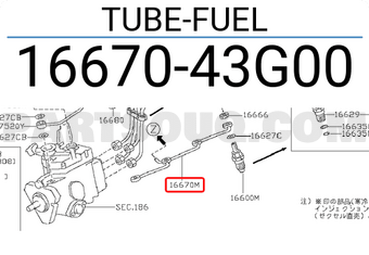 Nissan 1667043G00 TUBE-FUEL