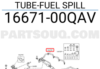 Nissan 1667100QAV TUBE-FUEL SPILL