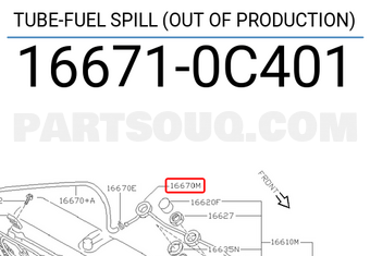 Nissan 166710C401 TUBE-FUEL SPILL (OUT OF PRODUCTION)
