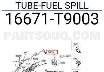 Nissan 16671T9003 TUBE-FUEL SPILL