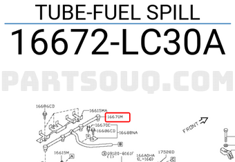 Nissan 16672LC30A TUBE-FUEL SPILL