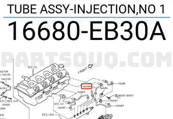 Nissan 16680EB30A TUBE ASSY-INJECTION,NO 1