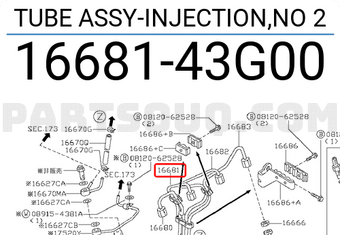 Nissan 1668143G00 TUBE ASSY-INJECTION,NO 2