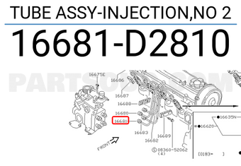 Nissan 16681D2810 TUBE ASSY-INJECTION,NO 2