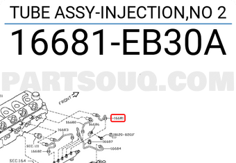 Nissan 16681EB30A TUBE ASSY-INJECTION,NO 2