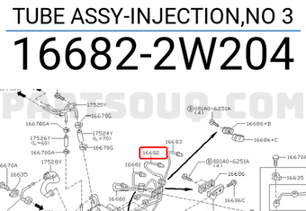 Nissan 166822W204 TUBE ASSY-INJECTION,NO 3