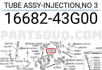 Nissan 1668243G00 TUBE ASSY-INJECTION,NO 3