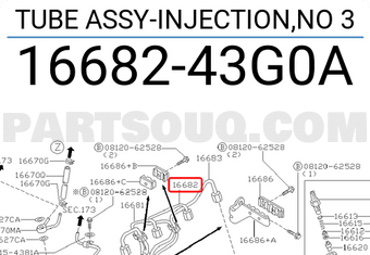 Nissan 1668243G0A TUBE ASSY-INJECTION,NO 3