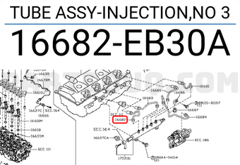 Nissan 16682EB30A TUBE ASSY-INJECTION,NO 3