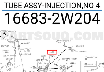 Nissan 166832W204 TUBE ASSY-INJECTION,NO 4