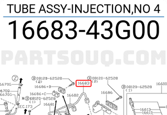 Nissan 1668343G00 TUBE ASSY-INJECTION,NO 4