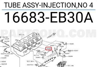 Nissan 16683EB30A TUBE ASSY-INJECTION,NO 4