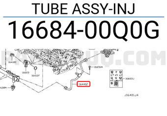 Nissan 1668400Q0G TUBE ASSY-INJ