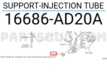 Nissan 16686AD20A SUPPORT-INJECTION TUBE