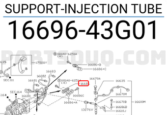 Nissan 1669643G01 SUPPORT-INJECTION TUBE