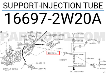 Nissan 166972W20A SUPPORT-INJECTION TUBE