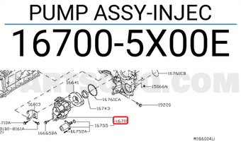 Nissan 167005X00E PUMP ASSY-INJEC